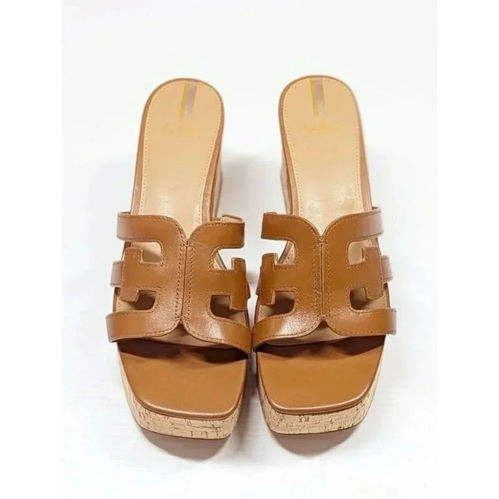 Sam Edelman Women's Dev Leather Cork Platform Sandals Size 9 (MSRP $150)